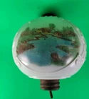 Beautiful Antique Oil Lamp Globe Handpainted on 2 Sides Milk Glass 6 Inches Tall