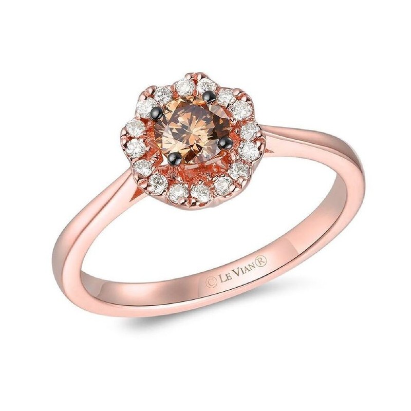 Le Vian 14K Rose Gold Cocktail Ring 0.444 cts White Chocolate Diamonds Size 9