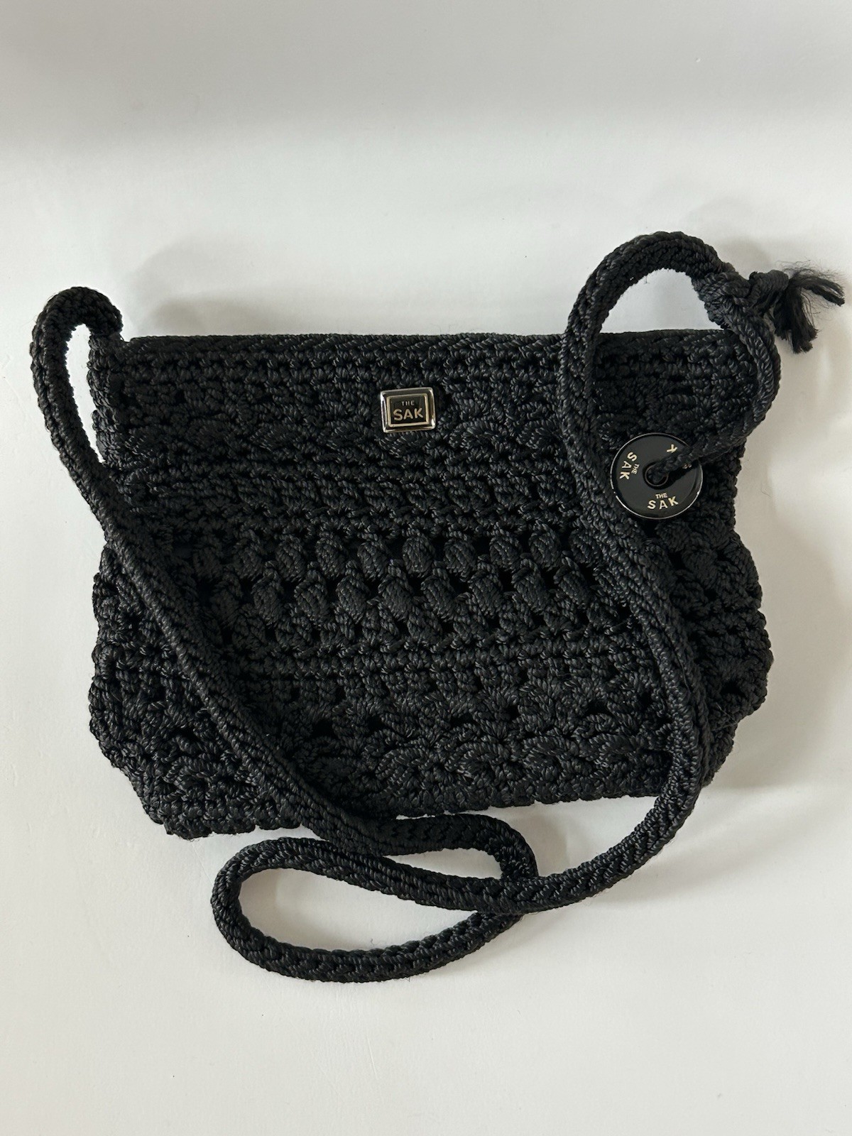 The Sak Crochet Mini Shoulder Bag Zip Black