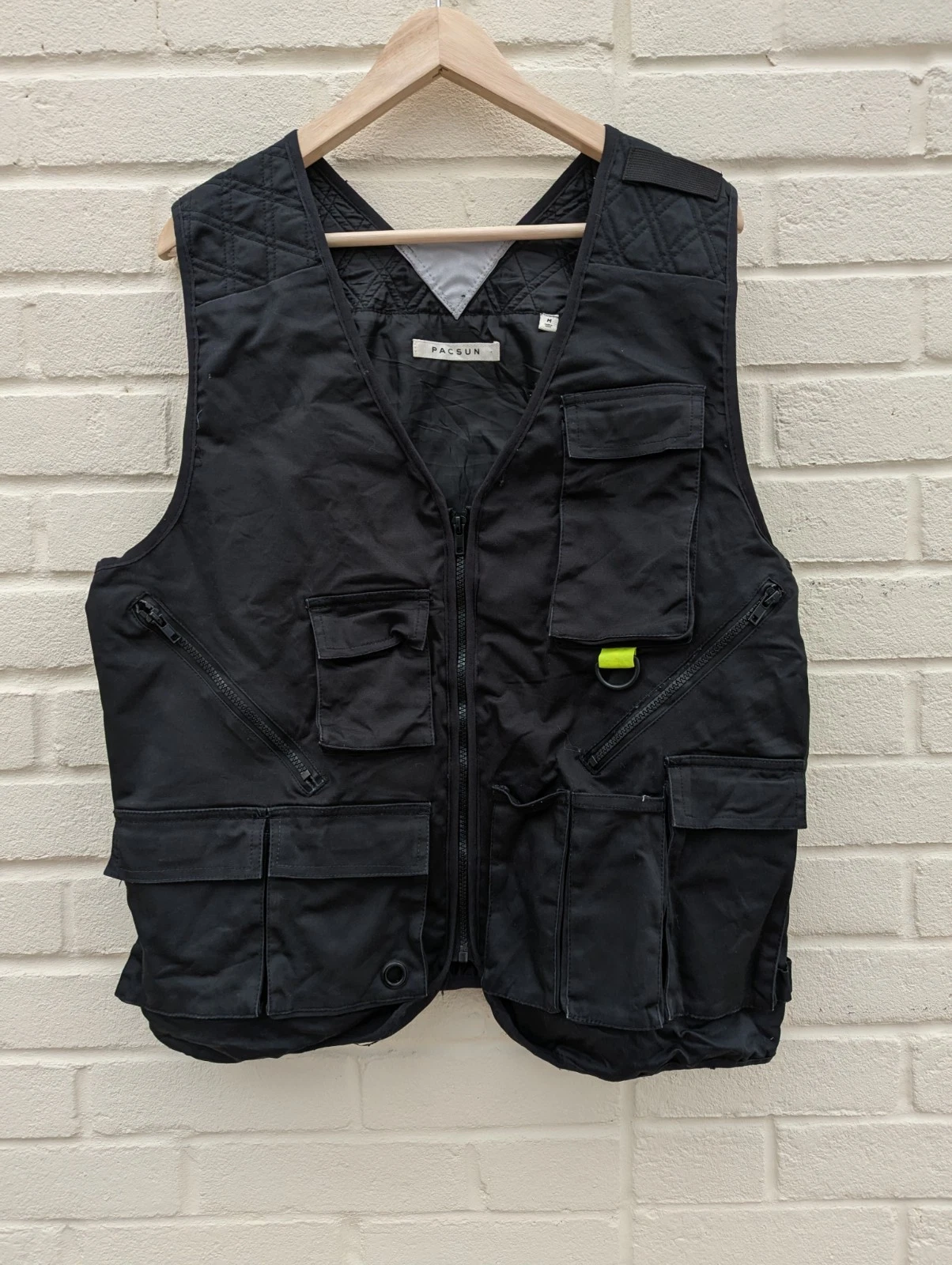 Pacsun Utility Vest Gilet Men's Medium Fishing Hunting Hiking Sleeveless Black