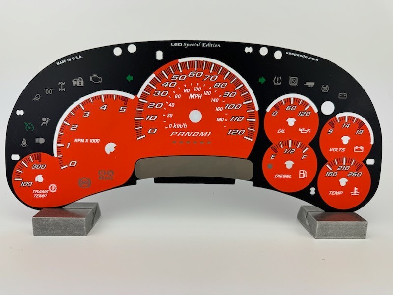 US Speedo Orange Silverado/Sierra Gauge Face for Clusters 06-07 2500/3500 Diesel