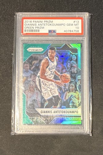 2016 Panini Prizm Giannis Antetokounmpo #13 Bucks Green Prizm PSA 10