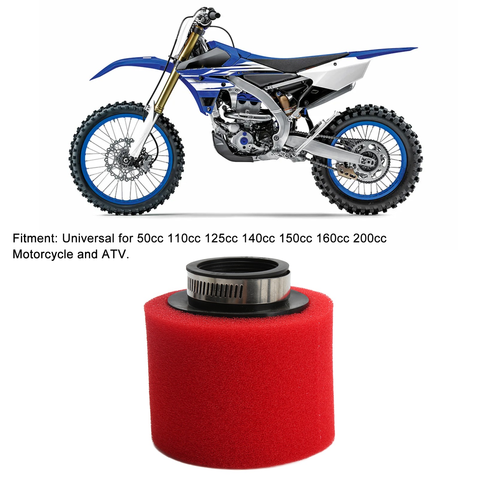 42mm/1.7in Air Sponge Filter Universal For 50cc 110cc 125cc 140cc 150cc 160cc