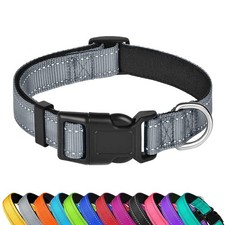 PWOD Reflective Dog Collar Adjustable Soft Neoprene Padded Nylon Pet Collars ...
