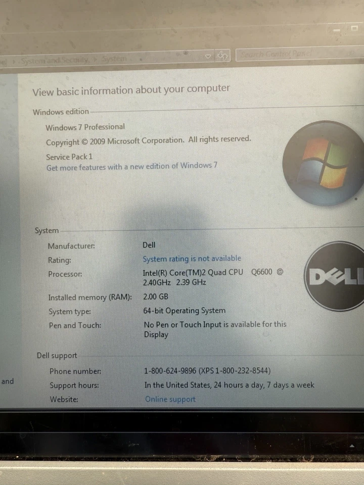 Retro Vintage Dell XPS 420 Intel Core 2 Quad CPU @ 2.40GHz 2GB DDR2 500GB HDD - Image 3 of 4