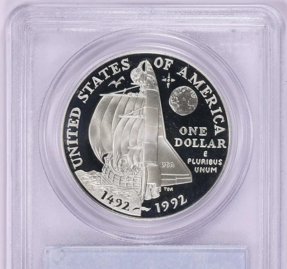 1992 P $1 Columbus Commemorative Silver Dollar PCGS PR70DCAM PF 70 ULTRA CAMEO - Image 2 of 4