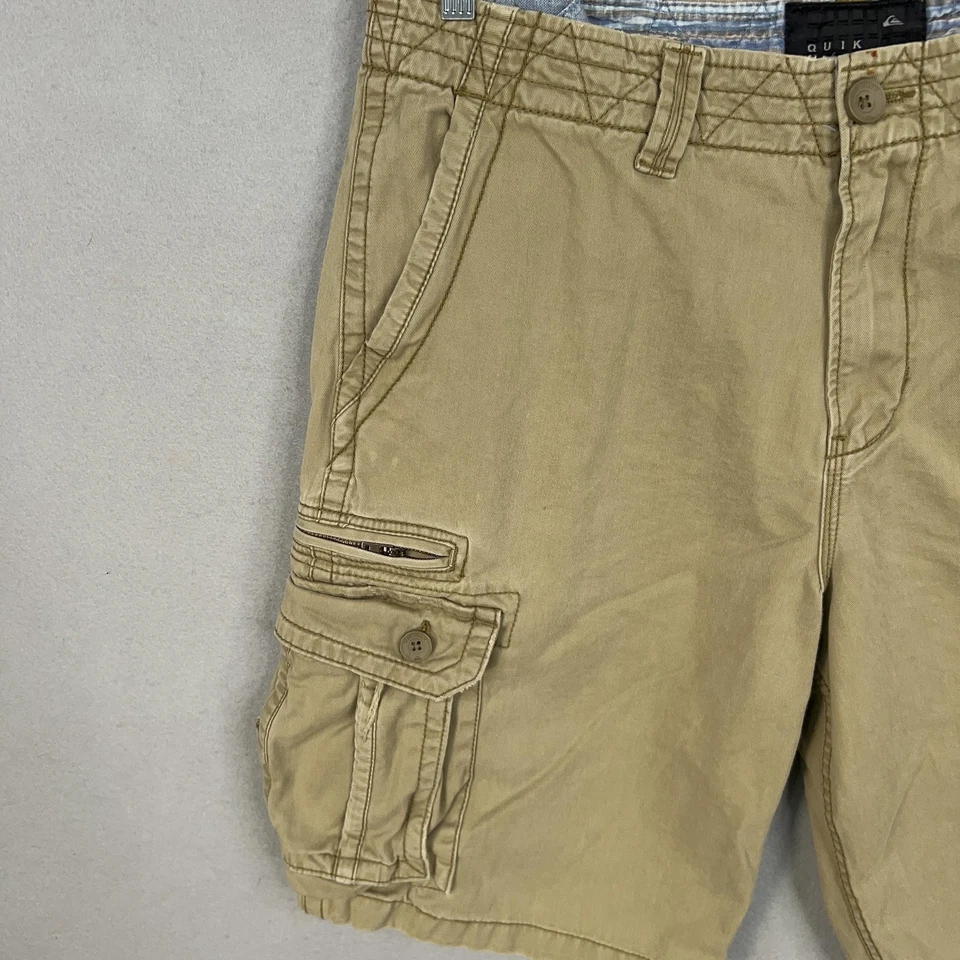 Pantalones Cortos Quiksilver Para Hombres 36 Caqui Carga Multi Bolsillo Cremallera Solapa Algodón Surf Utilidad Foto 2 de 4