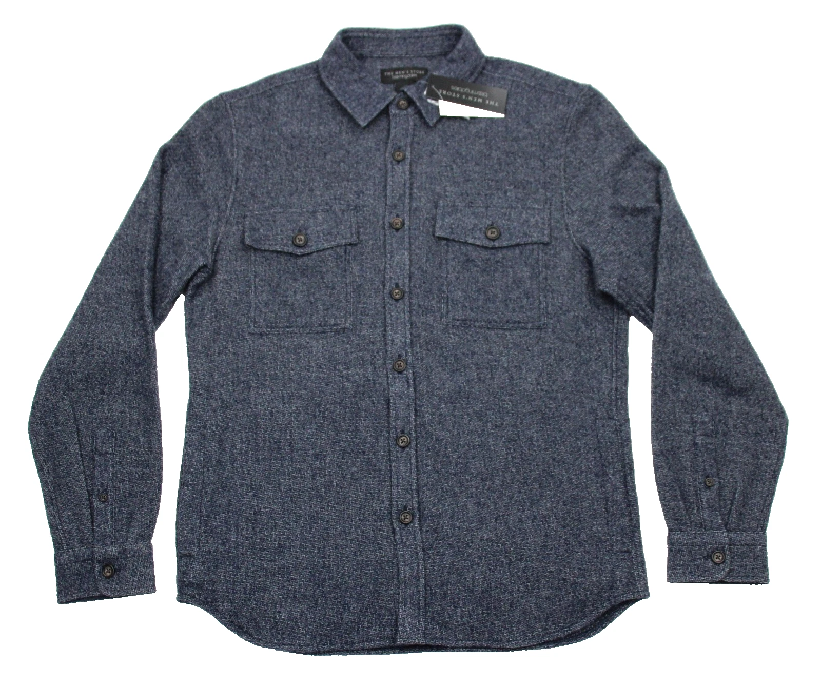 Bloomingdales Wool Overshirt Jacket Mens M Deep Blue Button Front Men's Store image 1