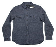 Bloomingdales Wool Overshirt Jacket Mens M Deep Blue Button Front Men's Store