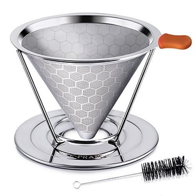 Pour Over Coffee Dripper, Stainless Steel Coffee Filter Reusable Pour 1-4 Cup