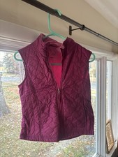 L.L. Bean Girls Quilted Purple Vest M 10 Full Zip Sleeveless Casual Short