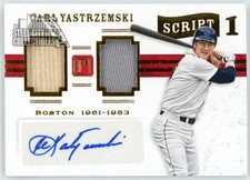 Carl Yastrzemski 2016 Pantheon Script 1 Gold Dual Relic Autograph Card #1-CY 2/5