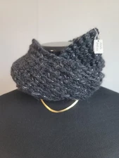 Cozy Gray Knit Cowl Crochet Gift Handmade Winter Accessory Scarf NWT