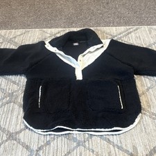 FP Movement Black White Sherpa Pullover Jacket Collared Pockets Size S