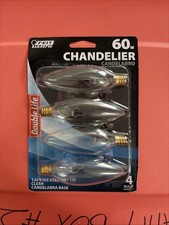 4 Bulbs Feit Electric Chandelier 60W Light Bulbs Candelabra Base - NEW
