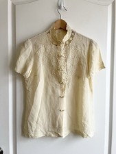 Vintage Womens Peony Brand 100 Silk Hand Embroidered Top 36 Victorian Edwardian