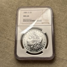 1881-S $1 MORGAN DOLLAR - NGC MS-64 BLAST WHITE