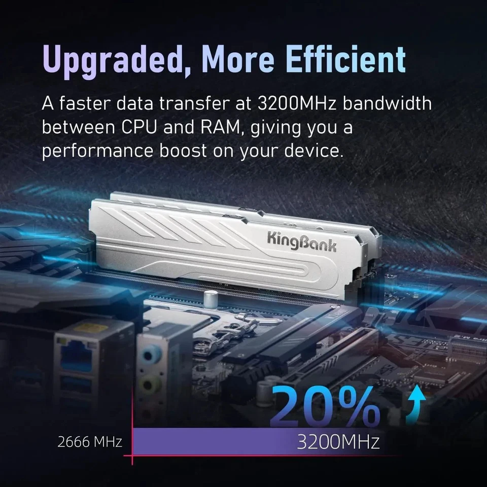 Kingbank 32GB 2x 16GB PC4 DDR4 3200 MHz DIMM 260-Pin 2Rx8 Memory RAM - Image 2 of 4