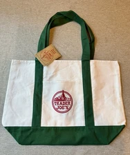 Trader Joe’s Canvas Tote Shopping Bag - LARGE GREEN - NEW with TAGS Limited Ed