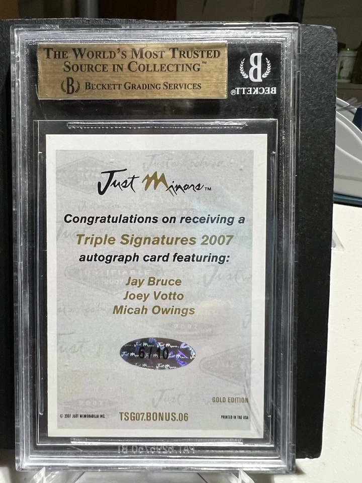 Joey Votto 2007, Jay Bruce, Micah Owens novato automático BGS/10 sin circular👌 Foto 3 de 4