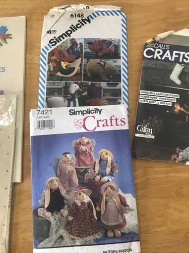 Lot of 6 Vintage Sewing Patterns Stuffed Farm Animals - Rabbit Bear Bunny Dog - Picture 3 of 7