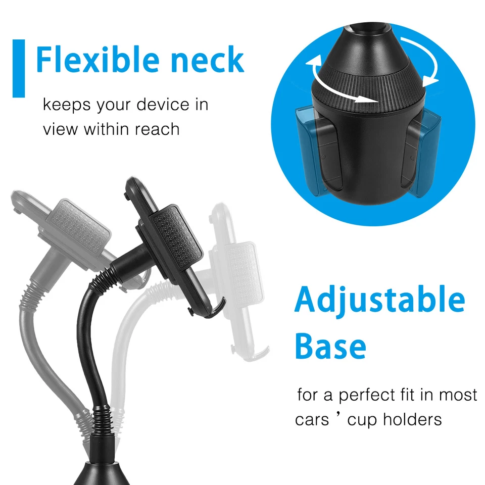 360° Heavy Duty Car Cup Cell Phone Holder Mount Goose Neck For iPhone Samsung - Image 3 of 4