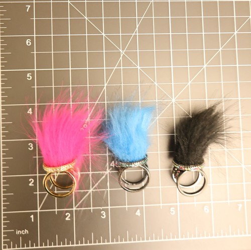 Betsey Johnson jewelry set Trolls faux fur rings pink blue black sparkly Size 7 - Picture 9 of 9