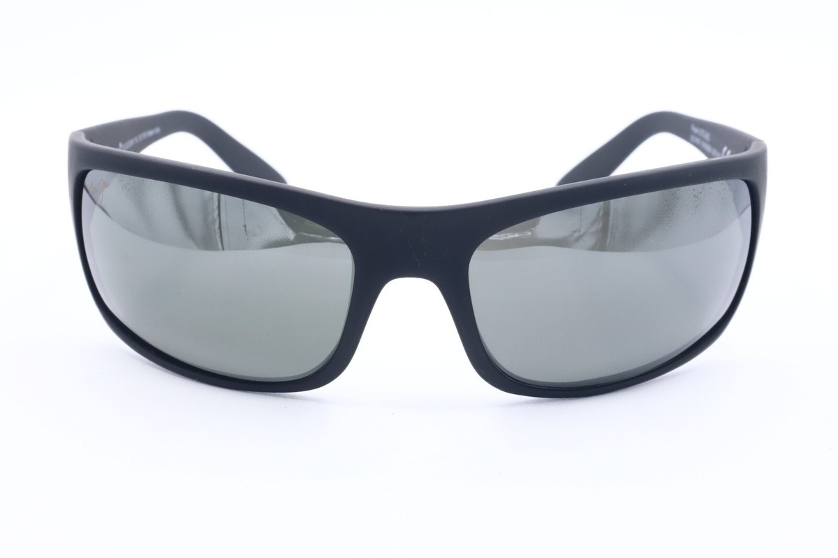 Maui Jim Peahi MJ 202-2M Rubber Black Wrap Sunglasses Gray  display picture 3