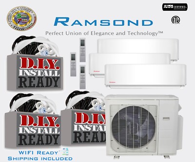 Ramsond Multi Zone 27K BTU + 3 x 9k BTU Wall Mount With 25 FT installation Kit