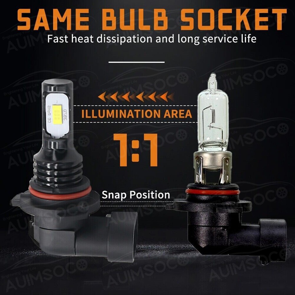 9005 H11 LED Headlights Kit Combo Bulbs 8000K High Low BEAM Super White