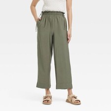 A New Day High Women's Rise Straight Leg Side Tie Pull On Pants NEW Large