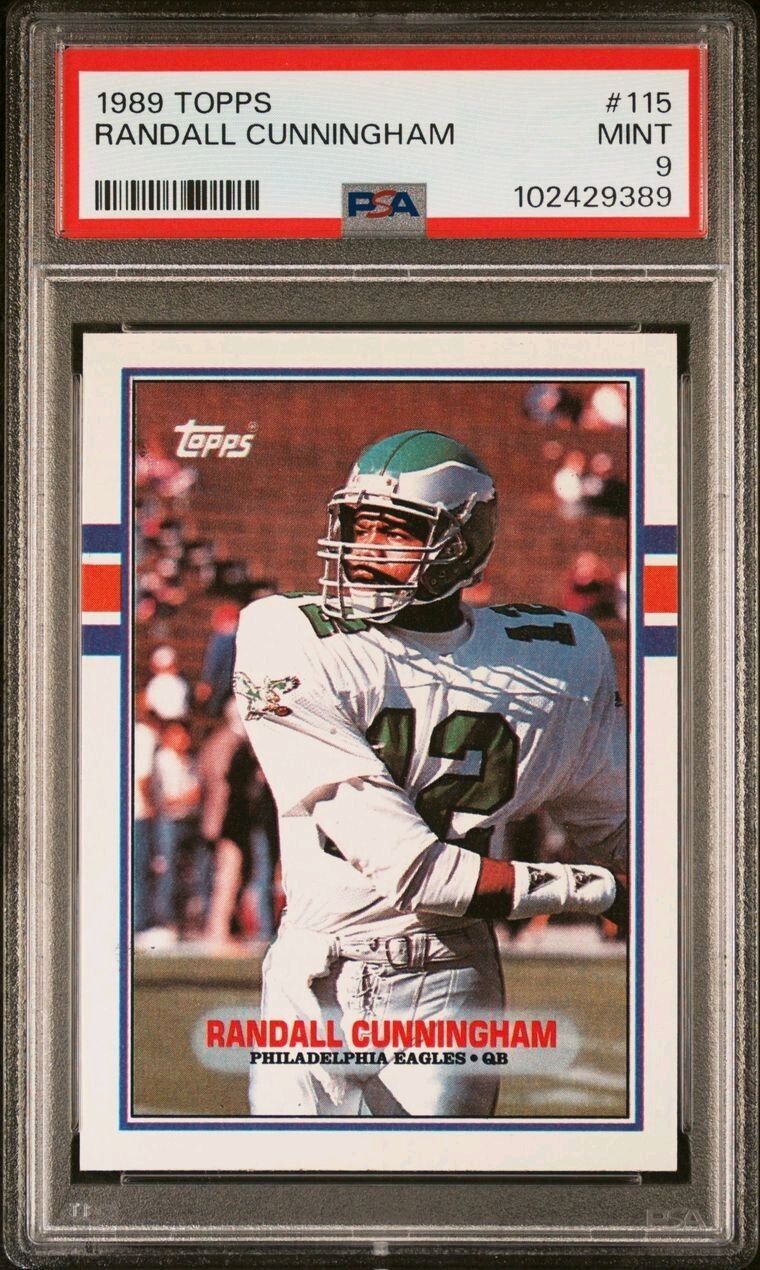 1989 Topps - #115 Randall Cunningham PSA 9 MINT PHILADELPHIA EAGLES HOF