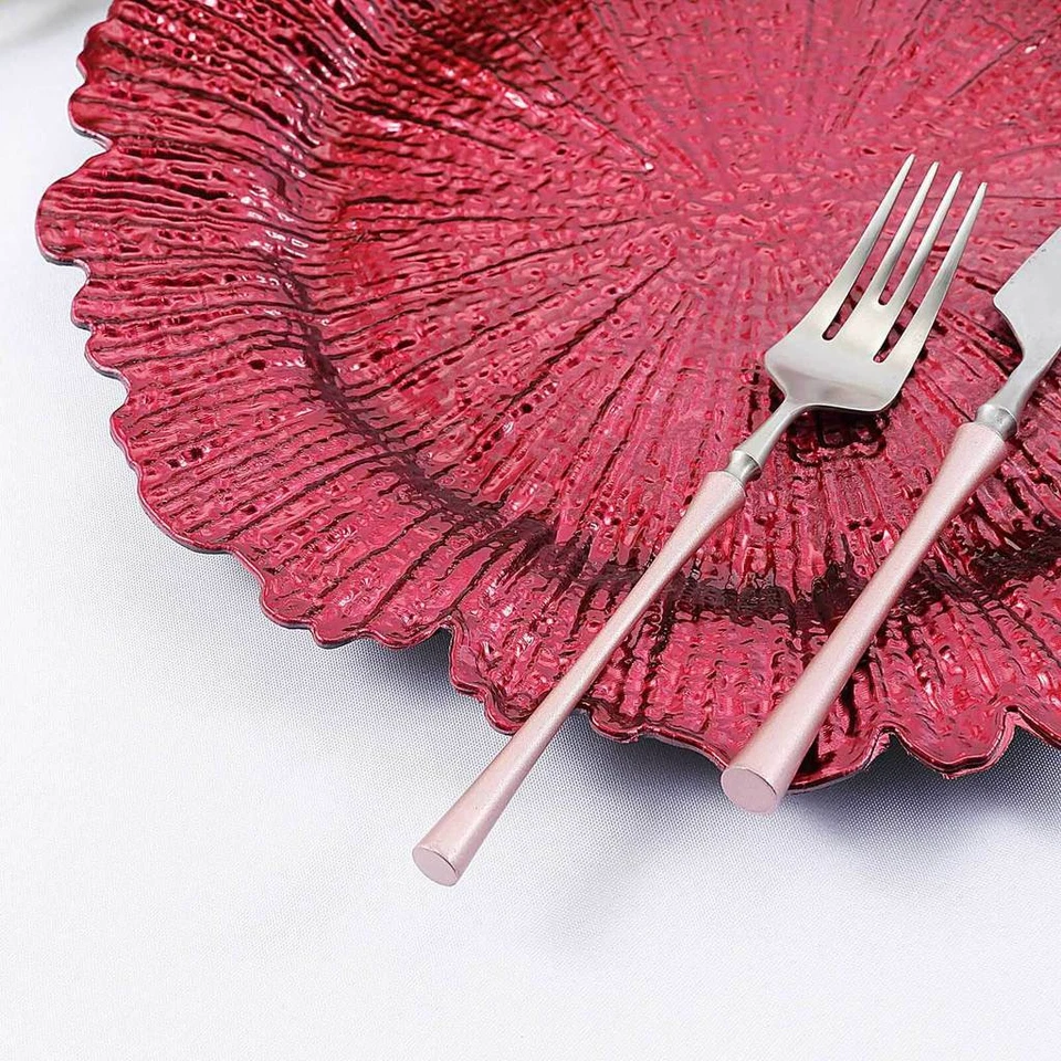 Placa Cargador Plástico Acrílico Patrón Arrecife Rojo 6 Piezas Acabado Brillante  Foto 3 de 4