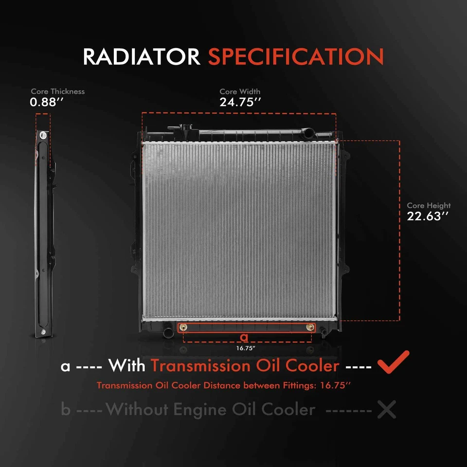 Radiador con enfriador de aceite Trans para Toyota Tacoma 1995-2004 transmisión automática Núcleo 22 5/8" Foto 2 de 4