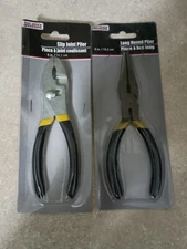 Pair Of Long Nose And Slip Joint Pliers 6 Inch Tool Bench Hardware