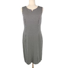 Talbots Sleeveless Sheath Dress Size 10 Black Polka Dot Classic Timeless Capsule