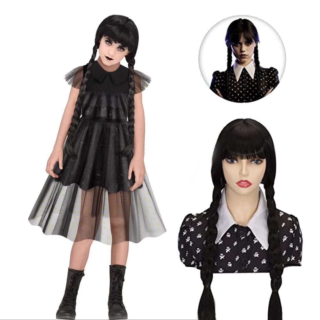 Kids Children Wednesday Addams Wednesday Cosplay Costume Dress