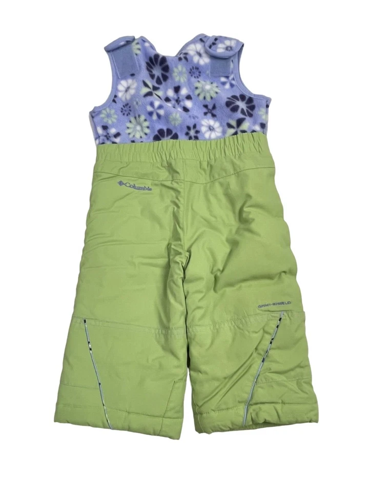 Baberos de nieve COLUMBIA para niños pequeños parte inferior verde y parte superior polar púrpura OMNISHILED Foto 2 de 4