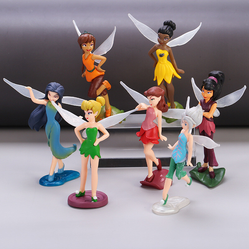 Tinkerbell Tinker Bell Fairy Girls Dolls 7Pcs Figures Cake Topper Party Toy Gift