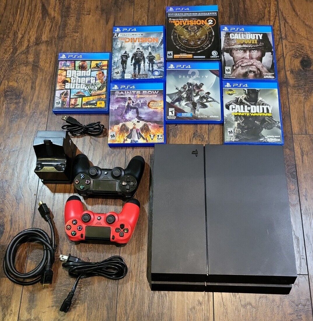 Sony PlayStation 4 PS4 CUH-1001A Bundle, 2 Controllers/Cont Charg Stat 7 Games Sony PlayStation 4 PS4 CUH-1001A Bundle, 2 Controllers/Cont Charg Stat 7 Games