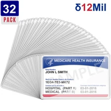 32 Pack PVC Medicare Card Holder Protector Sleeves For Credit Card Business Card