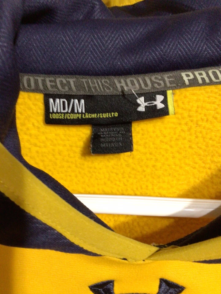 Мужская толстовка с капюшоном Under Armour желтая темно-синяя средний свободный крой пуловер толстовка - Изображение 2 из 4