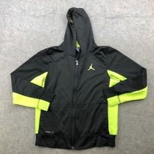 Jordan Hoodie Boys XL Black Green Logo Youth Full Zip Jacket Kids Spell Out 