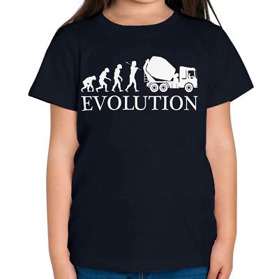 CEMENT MIXER EVOLUTION OF MAN KINDER T-SHIRT TEE TOP GESCHENK BAUFAHRER
