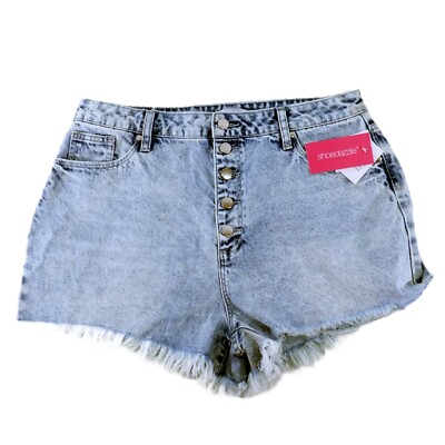 ShoeDazzle Denim Shorts Women's Distressed Blue Jeans Cut-Off Size 34 NWT