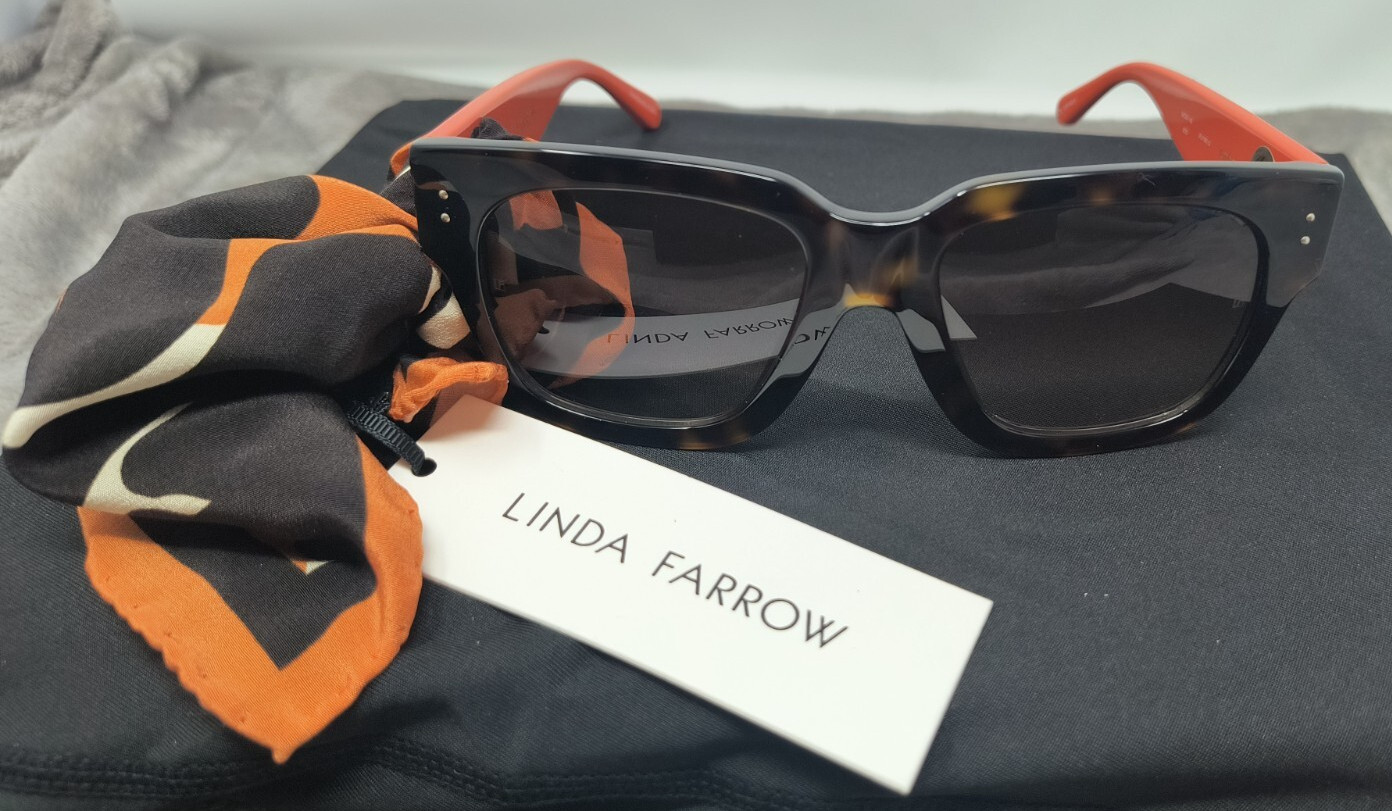 Linda Farrow Luxe Amber Acetate Sunglasses Animal Print Oversized D Frame NEW Women main image 3