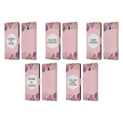 MONIKA STRIGEL FLOWERS AND QUOTES LEATHER BOOK WALLET CASE FOR SAMSUNG PHONES 3