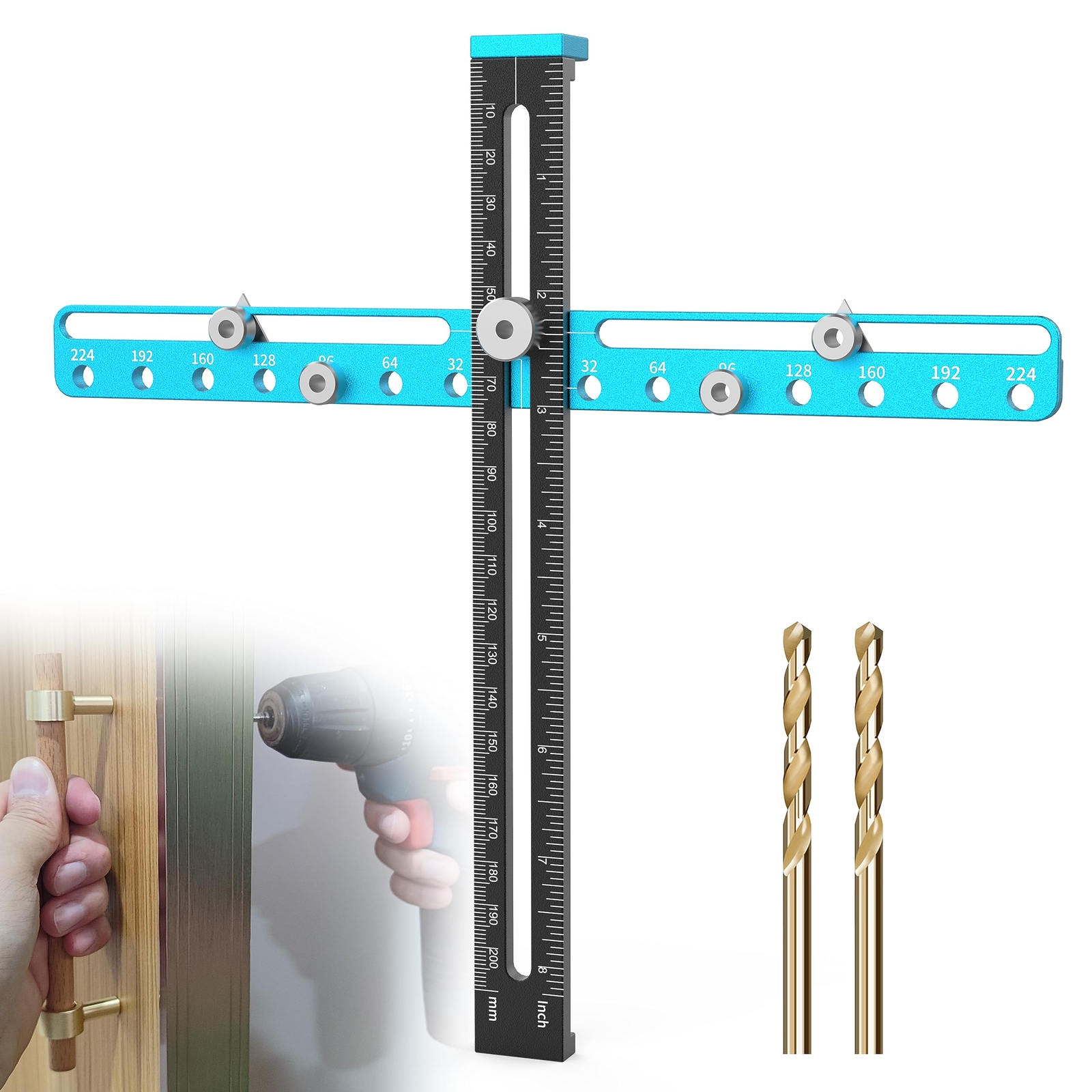 Cabinet Hardware Doweling Jig, Adjustable Cabinet Handles Install Template Tool,