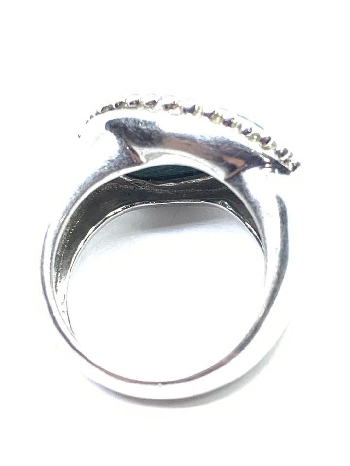 Impresionante Anillo Lágrima Malaquita Firmado KN Talla 7 Plata de Ley 925 QVC Foto 2 de 4