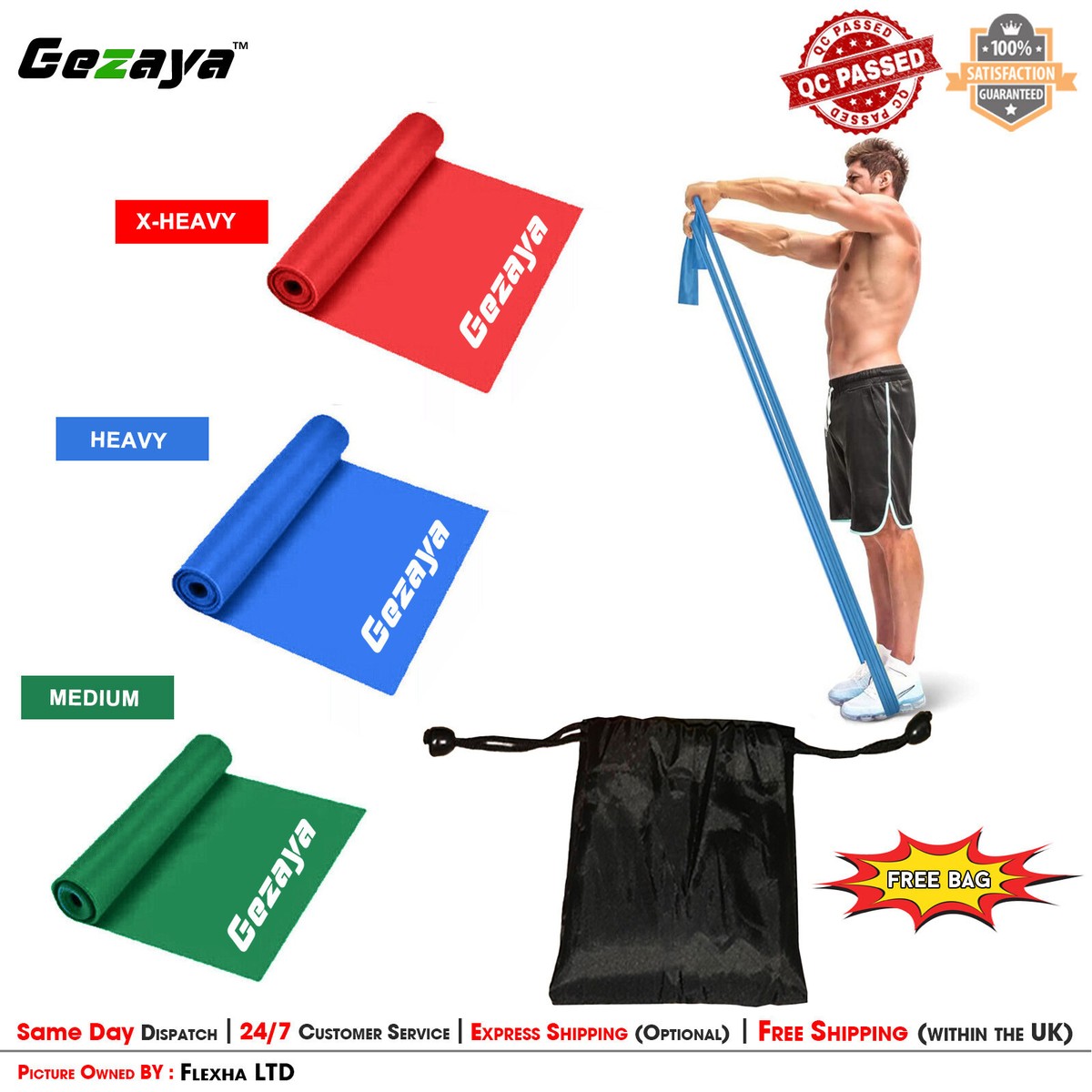 Thera Resistance Bands Elastic Home Exercise Pilates Physio Strength  Training UK